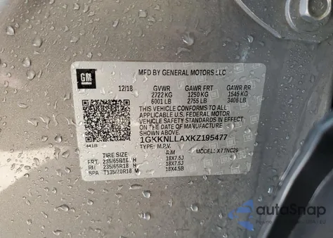 2019 GMC Acadia Sle from USA, damaged, VIN 1GKKNLLAXKZ195477